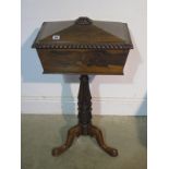 A Regency rosewood tea poy in the manner of Gillows - Width 49cm x Depth 34cm x Height 84cm