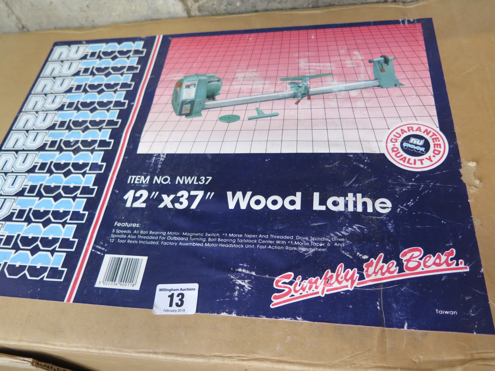 A Nutool electric wood lathe NWL37, 12" x 37" - in original box