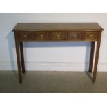 A burr walnut five drawer hall table - 108cm x 30cm deep x 77cm tall