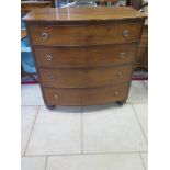 A restored Regency mahogany bow fronted four drawer chest - Height 100cm x 96cm x 52cm