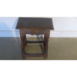 An antique elm joint stool - 47cm x 28cm x 55cm high