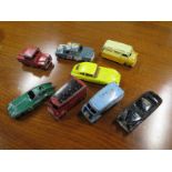 Eight vintage Dinky and Corgi Diecast vehicles - all playworn, including a Dinky Bristol 450 no 163