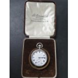 A silver Dennison case pocket watch with a Rolex movement top wind, 45mm wide, clean condition -