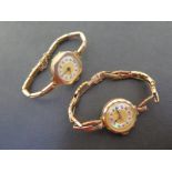 Two 9ct yellow gold ladies watches, total weight approx 36 grams, not working