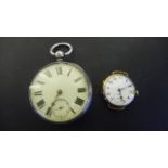 A silver pocket watch with a fussee movement by Richard Elliott Mexbro, working in saleroom, small