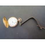 A gold plated Waltham Hunter Pocket Watch - 5cm diameter, dial good, some usage marks, working in