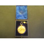 An 18ct yellow gold pocket watch with gold face 40mm wide - working in the saleroom - in good