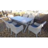 A Bramblecrest Copenhagen dining table 160cm x 90cm with six matching dining chairs
