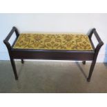 An Edwardian mahogany duet stool/window seat - Height 60cm x 102cm x 36cm