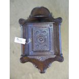 A Victorian carved oak corner cupboard - Height 67cm x Width 39cm