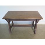 An oak Arts and Crafts refectory table - Height 74cm x 75cm x 137cm - removed from a Cambridge