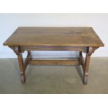 An oak Arts and Crafts refectory table - Height 74cm x 74cm x 137cm - removed from a Cambridge