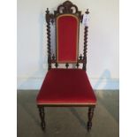 A Victorian circa 1860 upholstered rosewood parlour chair