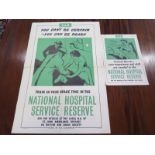 A Civil Defense poster and one smaller for National Hospital Service Reserve