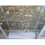 A quantity of assorted Continental plated cutlery including six 800 silver cake forks - approx total