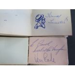 Two vintage autograph albums containing signatures of Benny Hill, Tommy Trinder, Billy Cotton, Ken