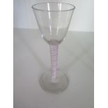 An 18th century cordial glass with bell shaped bowl and spiral twist stem - Height 15cm - good