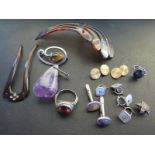 A small quantity of silver and other jewellery, tortoiseshell hair grips etc