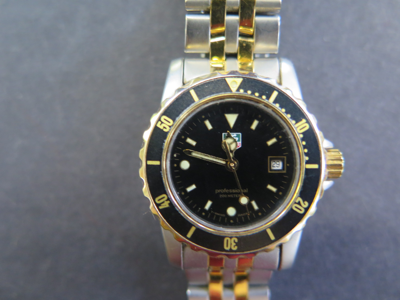 A Tag Heuer ladies bi colour stainless steel professional quartz wristwatch with black bezel and - Image 2 of 6