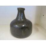 A hand blown antique glass flask/bottle - diameter approx 14cm x 17cm high - no obvious damages or