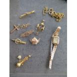 A 9ct ladies Rotary watch - not working, approx 10 grams - 7 pieces of 9ct jewellery approx 10