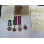 Four WWII medals including Royal Naval Reserve long service medal named to Engineman F Malliband 332