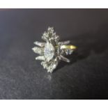 A good 18ct yellow gold diamond cluster ring the central marquise cut diamond approx 0.44ct