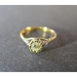 An 18ct yellow gold and diamond solitaire ring size N - approx weight 2.2 grams - the diamond to