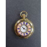 An 18ct yellow gold half hunter pocket watch - 35mm diameter, S Smith & Son with plated movement