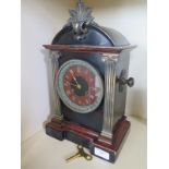A 19th Century french slate marble mantle clock in working order with key