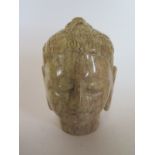 A stone Siamese carving of a head 10cm tall, overall good condition, no obvious repair