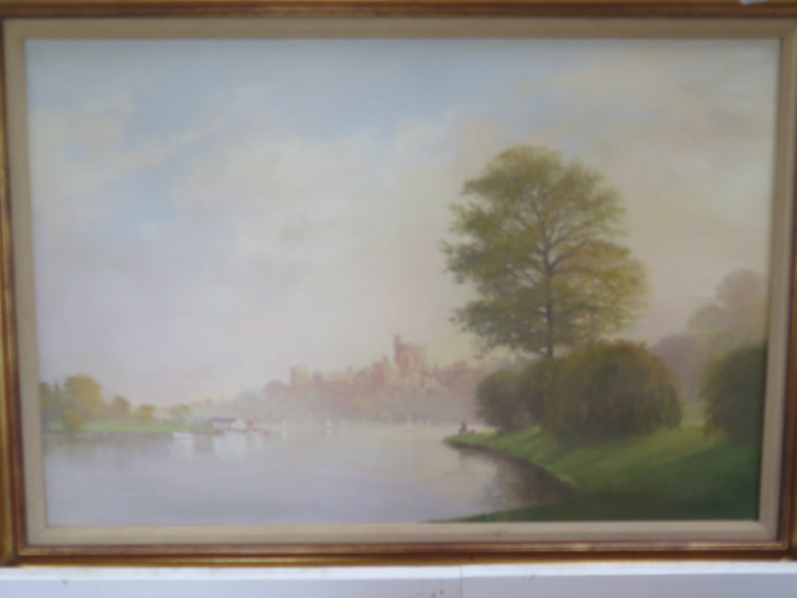 "Windsor Castle" by John Miller - Cornish artist, oil on canvas 58x90cm - generally good condition