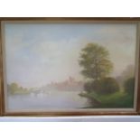 "Windsor Castle" by John Miller - Cornish artist, oil on canvas 58x90cm - generally good condition