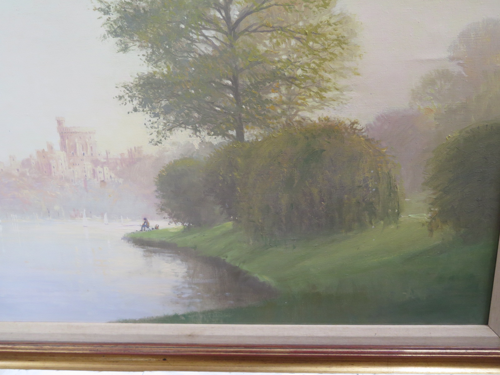 "Windsor Castle" by John Miller - Cornish artist, oil on canvas 58x90cm - generally good condition - Image 3 of 3