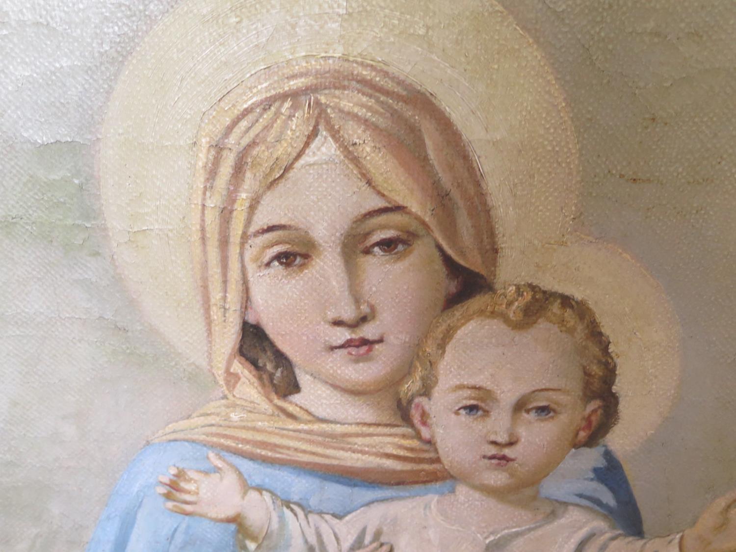 An oil painting on Canvas - Madonna and child signed C Huczka Mihcily Alra 1928 - general overall - Image 2 of 4