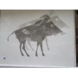 A Print of a Boar, possibly Elisabeth Frink - 51x65cm - generally good, knocks to frame, unsigned