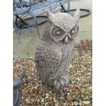 A figure of long eared owl in cast stone - 51cm H