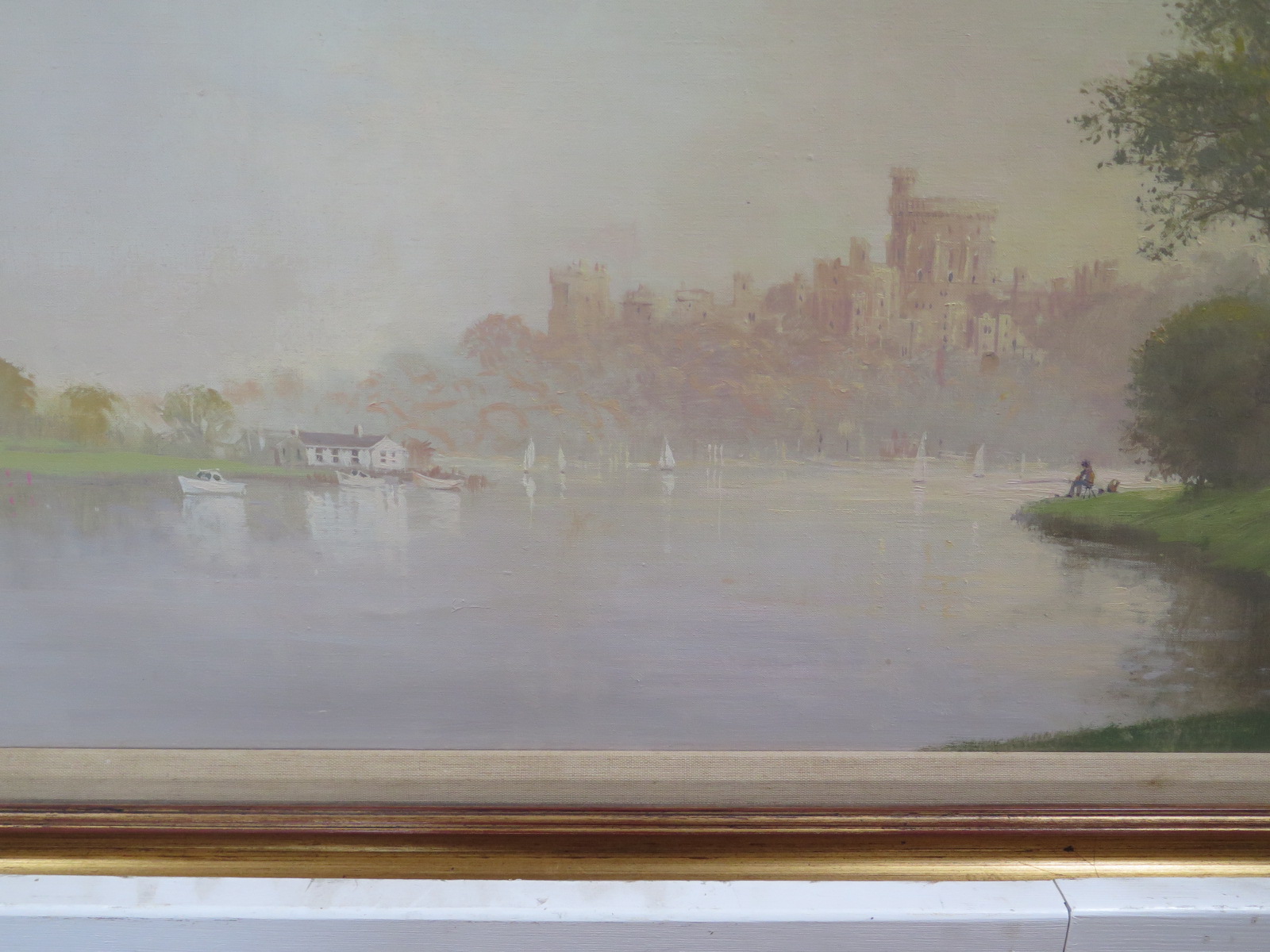 "Windsor Castle" by John Miller - Cornish artist, oil on canvas 58x90cm - generally good condition - Image 2 of 3