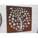 A large tree of life steel silhouette wall panel - 91.5cm square