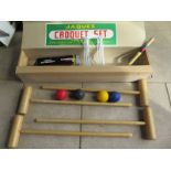A Jaques croquet set, with four mallets, balls - in good condition