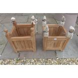 Two Bramblecrest small teak planters