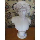 A Parian type bust of Antinous - 41cm tall, in good condition