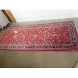 A hand knotted woollen Mahal rug - 2.63m x 1.03m