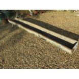 A long riveted galvanised feeding trough/planter with drainage hole - 280cm long