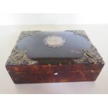 A 19th Century tortoiseshell silver mounted box, 5cm x 14cm x 11cm, minor chipping but overall