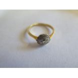 An 18ct yellow gold diamond cluster ring, size Q, approx 3 grams, some minor usage wear, marked 18ct