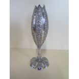 A Chinese silver vase with foliate decoration, signed to base - 16cm tall approx 3 troy oz, minor