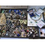 A collection of assorted costume and other jewellery including a pair of Christian Dior earrings