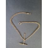 A 9ct yellow gold watch chain, 43cm long, approx 43.7 grams, marked 375 - clean condition, some