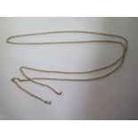 A 9ct yellow gold long chain - 146cm long, approx weight 24.3 grams, in good condition, marked 9ct